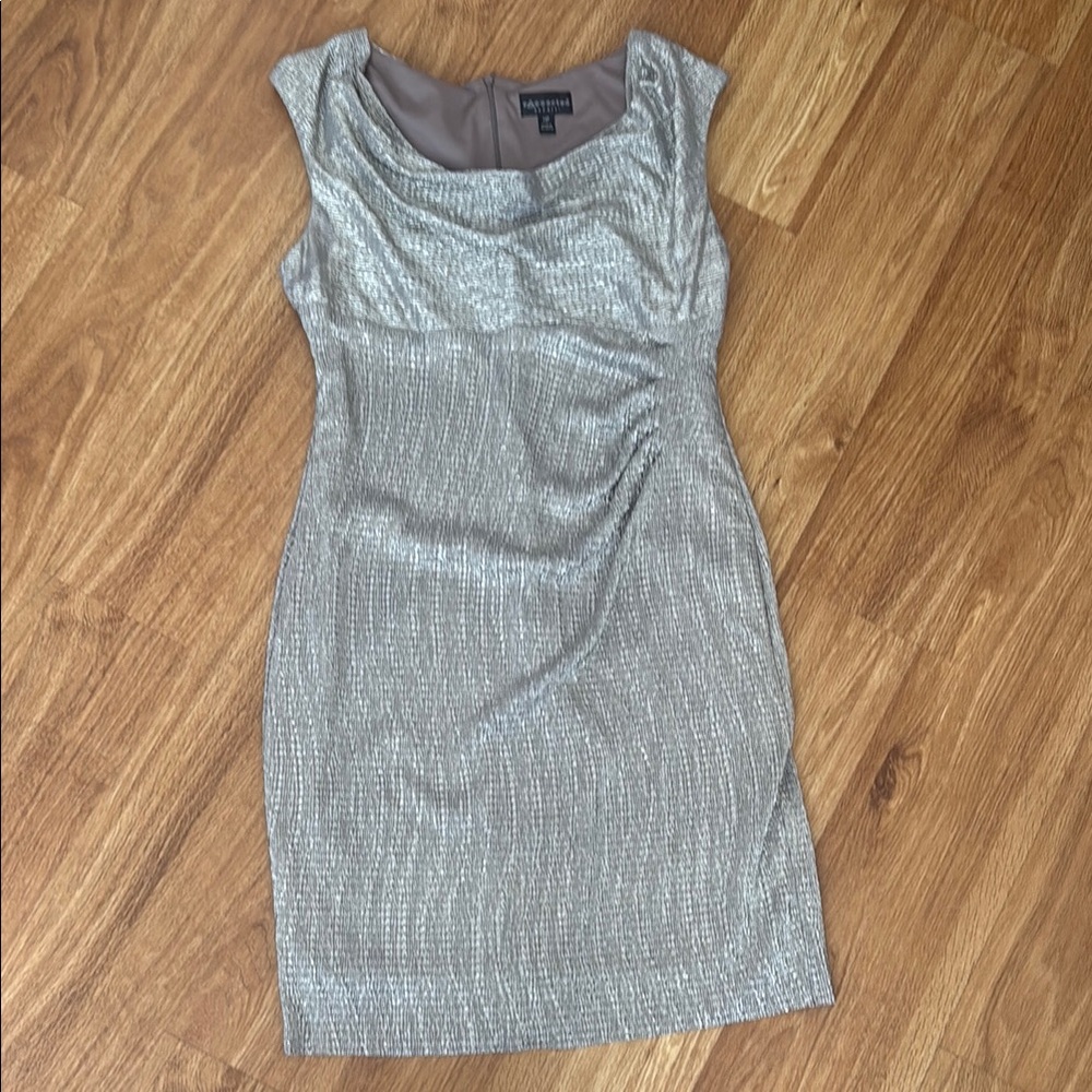 Max Studio Silver Pleated Sheath Dress